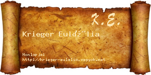 Krieger Eulália névjegykártya